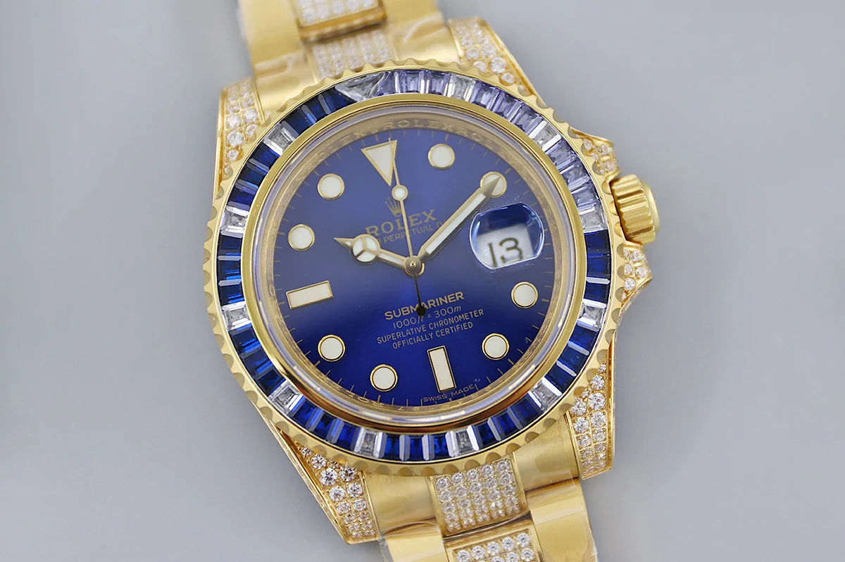 Submariner 116618LB Blue Dial in Yellow Gold with Diamonds