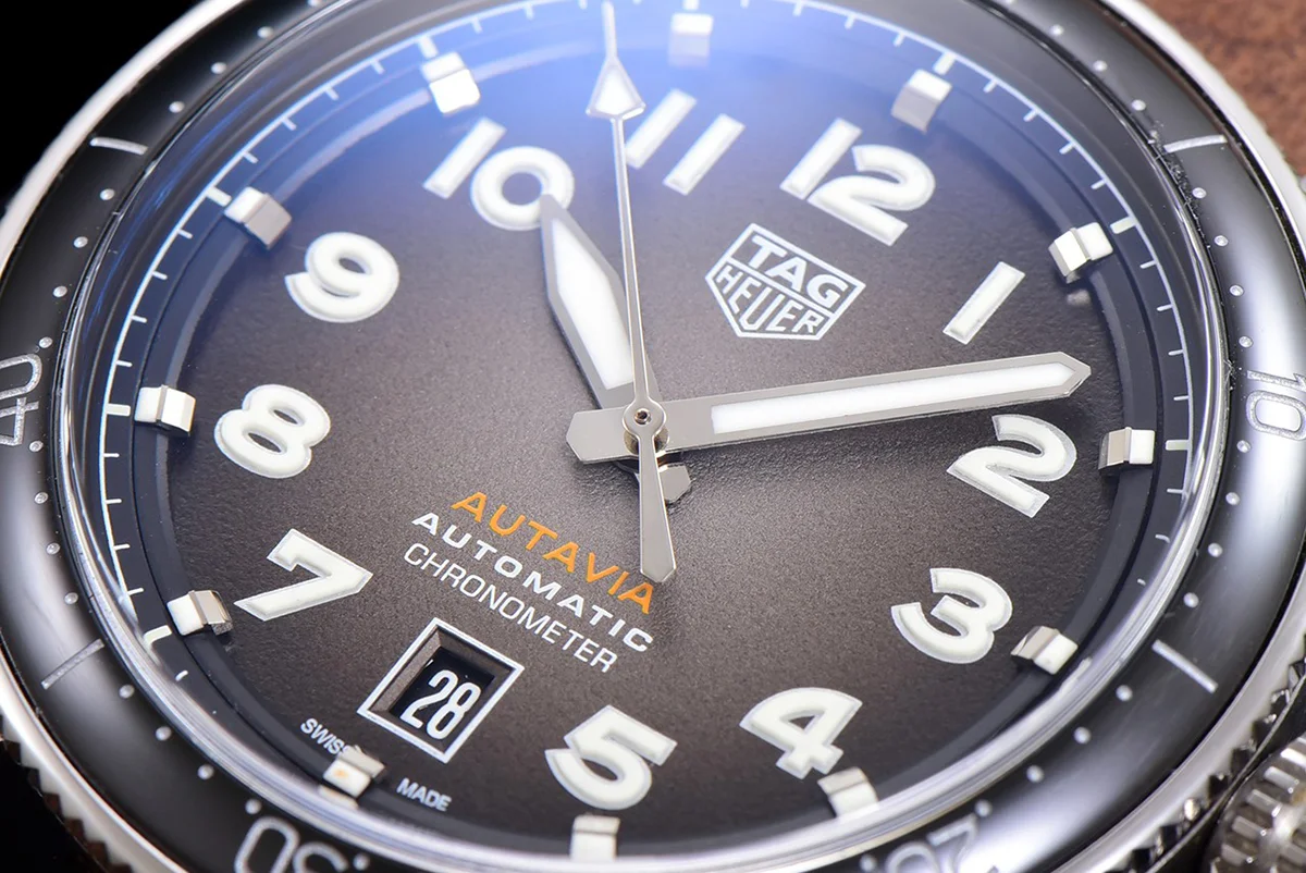 Tag Heuer Autavia Caliber 5 Black Dial with Black Ceramic Bezel on LeatherStrap