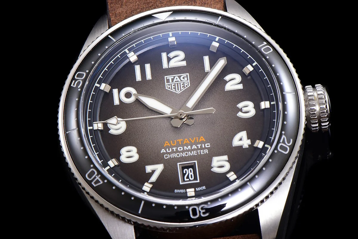 Tag Heuer Autavia Caliber 5 Black Dial with Black Ceramic Bezel on LeatherStrap
