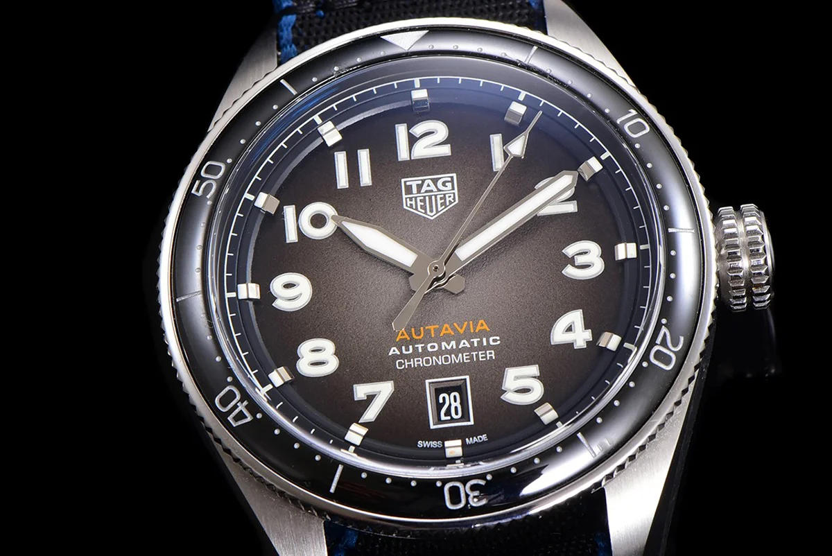 Tag Heuer Autavia Caliber 5 Black Dial with Black Ceramic Bezel on Nylon Strap