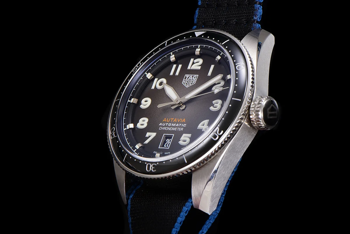 Tag Heuer Autavia Caliber 5 Black Dial with Black Ceramic Bezel on Nylon Strap