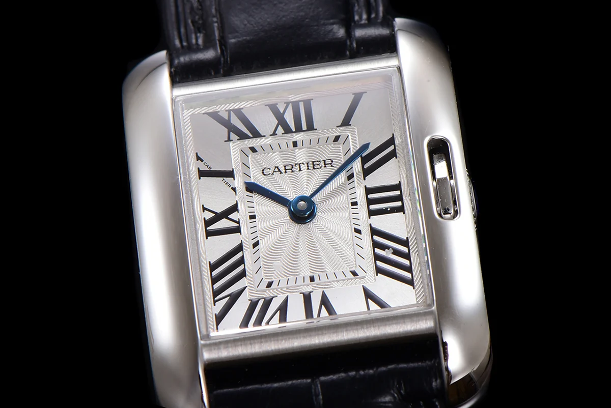 Tank Anglaise 30.2mm White Dial in Steel on Leather Strap