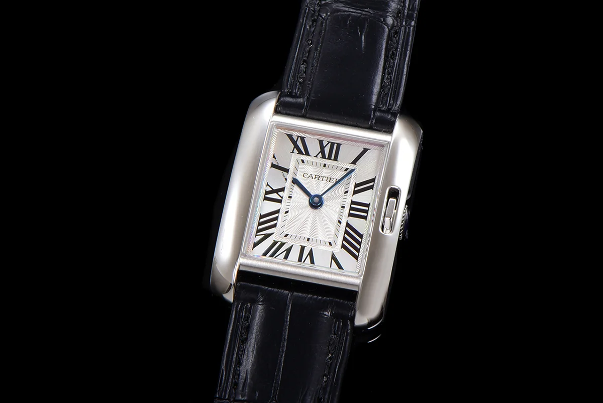 Tank Anglaise 30.2mm White Dial in Steel on Leather Strap