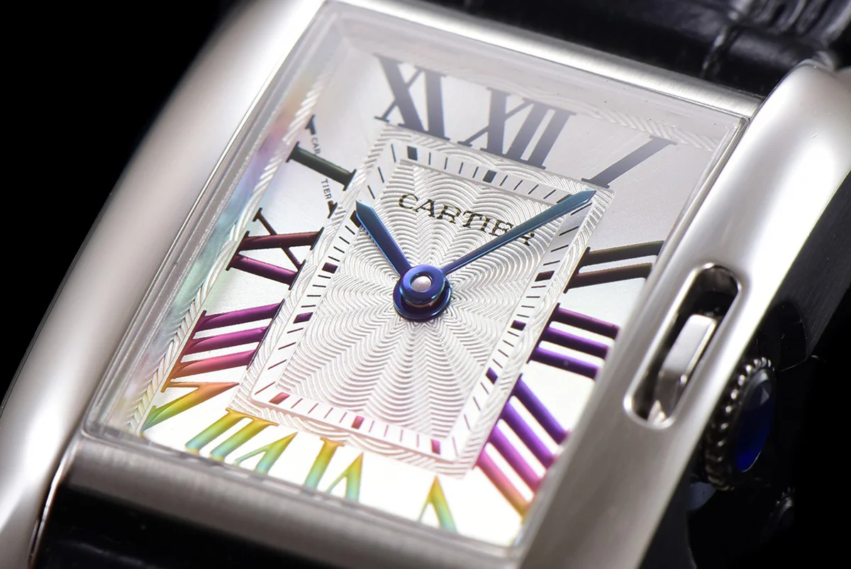 Tank Anglaise 30.2mm White Dial in Steel on Leather Strap