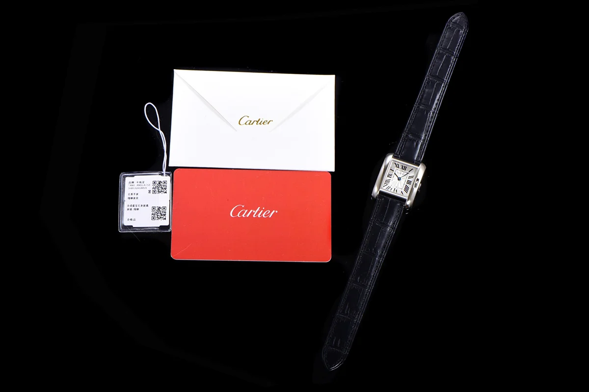 Tank Anglaise 30.2mm White Dial in Steel on Leather Strap