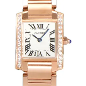 Tank Francaise Watch Small Rose Gold with Diamond Bezel