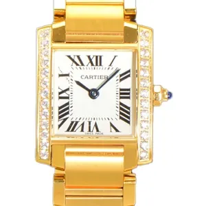 Tank Francaise Watch Small Yellow Gold with Diamond Bezel