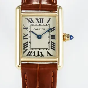 Tank Must Small YG 29mm DRF 1:1 Best Edition YG Dial on Brown Leather Strap Swiss Quartz