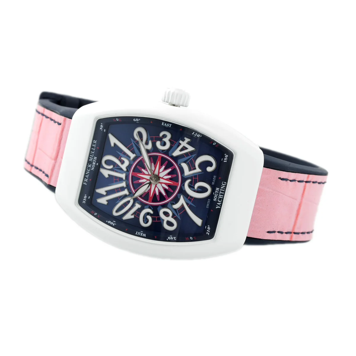 Vanguard Moonphase V32 Blue Dial in Ceramic on Pink Strap