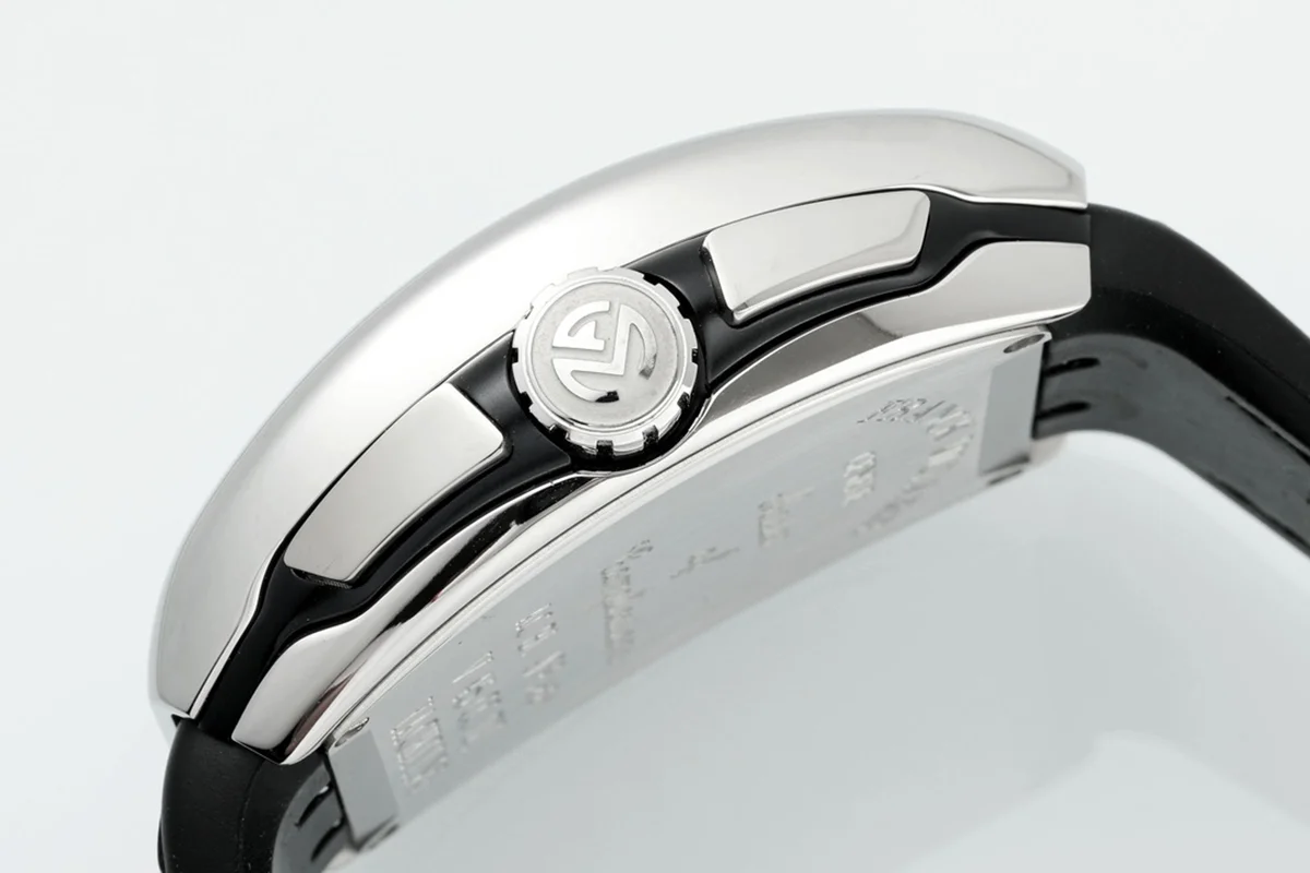 Vanguard V45 Chronograph Black/White Dial with White Marker in Steel on Leather Strap