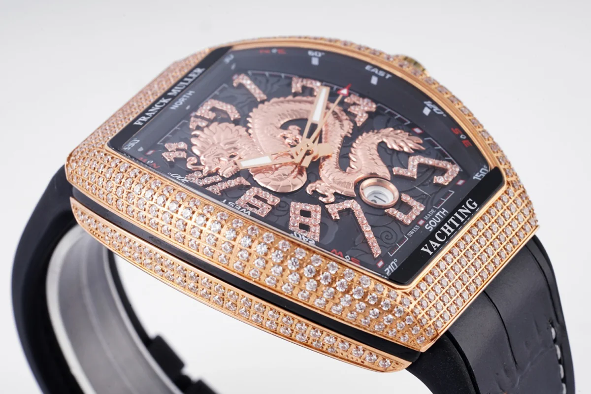 Vanguard Yachting Dragon V45YT Black Dial with Diamond Bezel in Rose Gold