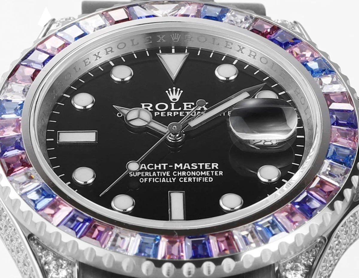 Yacht Master 40 Black Dial with Rainbow Diamond Bezel
